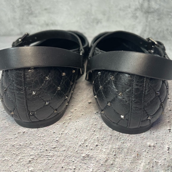 Valentino Garavani Quilted Rockstud Metal Cap Toe Ballerina Flats (8) - Picture 7 of 9